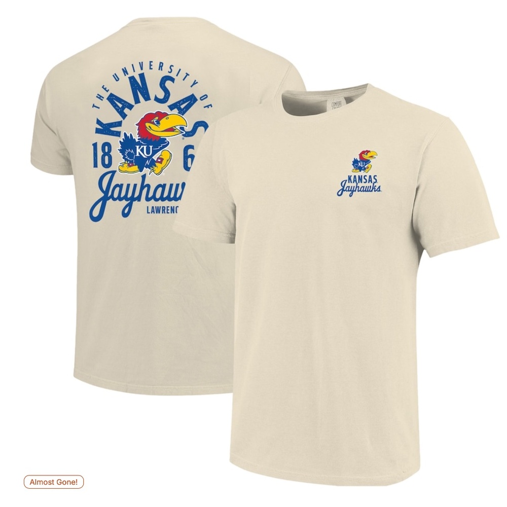 Kansas Jayhawks Comfort Colors Mascot Overlay T-Shirt - Cream